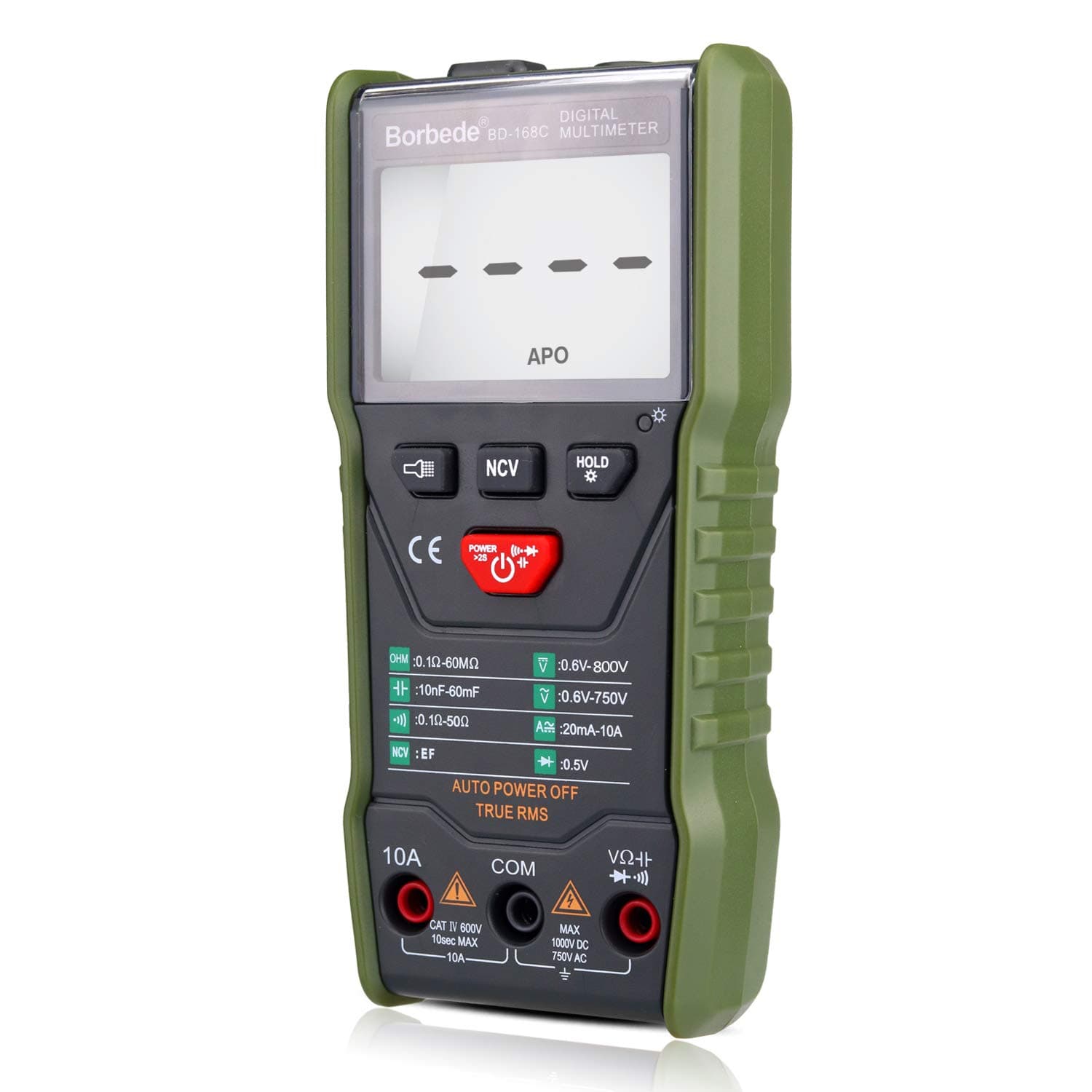 Digital Multimeter Auto-scanning DC AC Voltage Current Capacitance Resistance True RMS Tester of 6000 Count Mini Portable, Borbede 168C