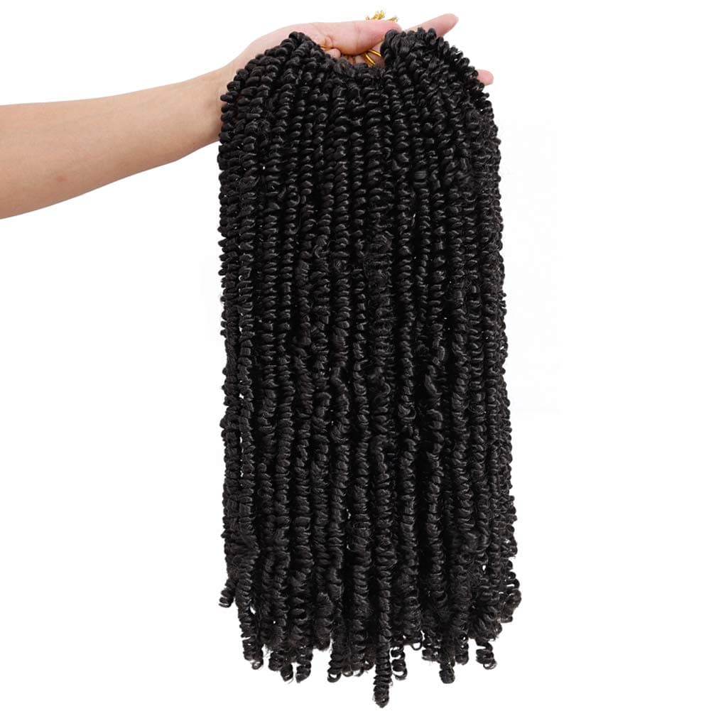 3 Packs Pre-twisted Passion Twist Crochet Hair 18 Inch Pre-looped Passion Twist Crochet Braiding Hair Synthetic Fiber Crochet Hair Extensions(11Strands/Pack, 1B)