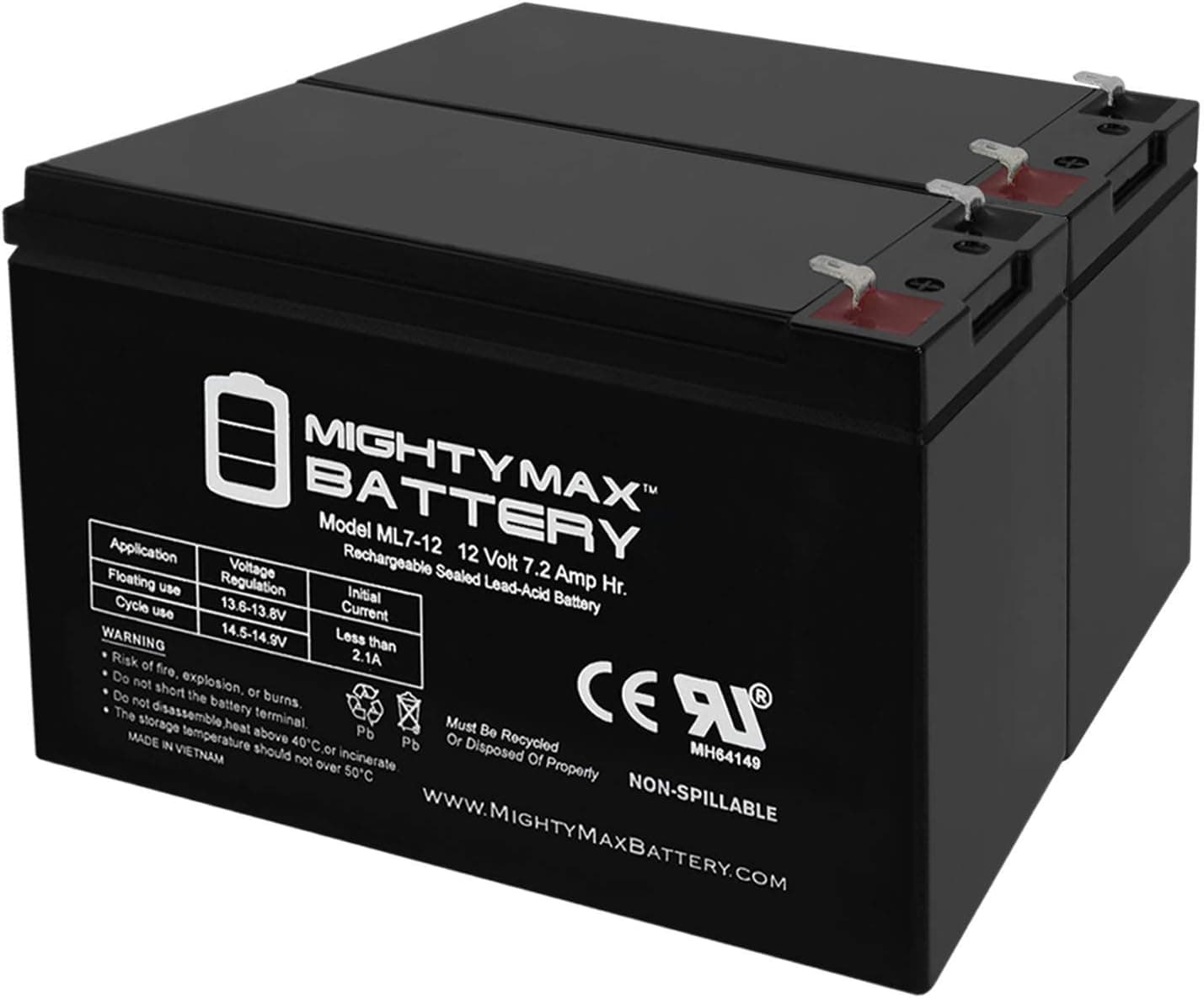 12V 7Ah UPS Battery for Emerson UPS200-2 Pack