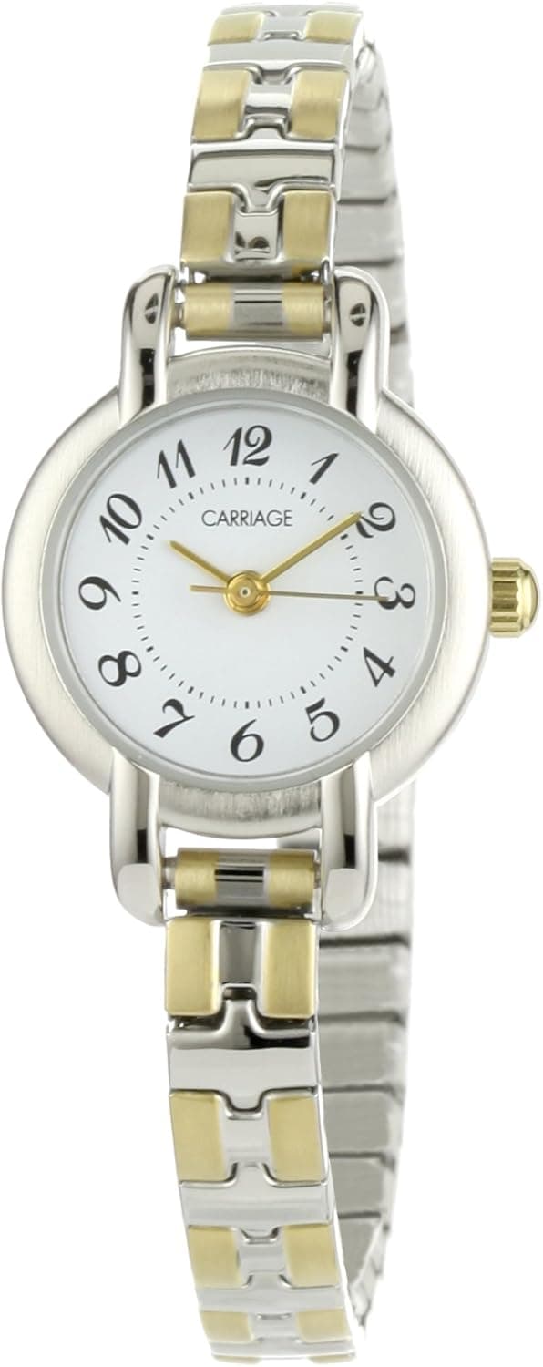 Carriage Women's C3C598 Two-Tone Petite Round Case Two-Tone Stainless Steel Expansion Band Watch