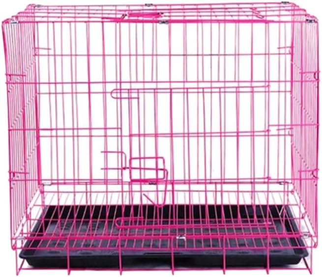NUOBESTY Kennel Folding Cage, 1 Pc Pink Pets Dog Crate Folding Metal Dog Crate Foldable Single Dog Cage|23.62 x 16.54 x 19.69 inches