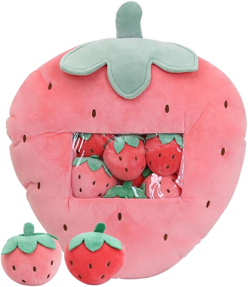REFAHB Cute Throw Pillow Stuffed Strawberry Toys Removable Fluffy Creative Gifts for Teens Girls Kids