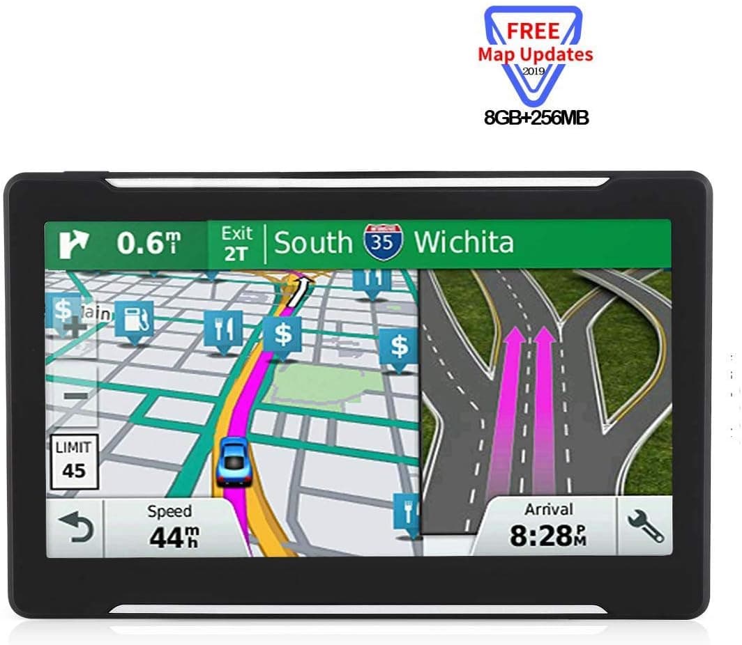 Car GPS Navigation, HD Touch 7-inch 8GB Navigation System, Voice Turn Tips and Traffic alerts, Lifetime map Updates (Navigation pre-Installed US/Canada/Mexico Latest map)