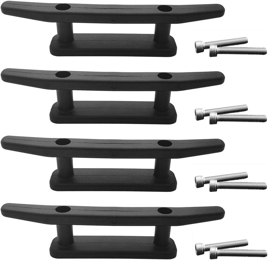 GEUNTECH 4 Pack of Kayak Boat 6.5" Anchor Cleats kit for Marine Kayak Boat Canoe Mooring Deck Mount with Screws