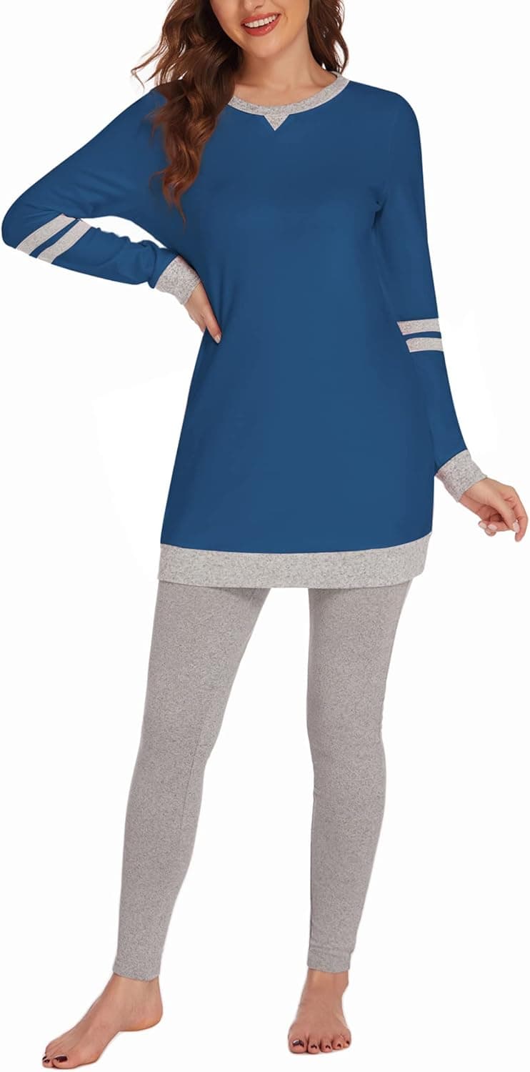 Ekouaer Womens Thermal Underwear Set Ultra Soft Henley Base Layer Stretch Top & Bottom Set for Winter