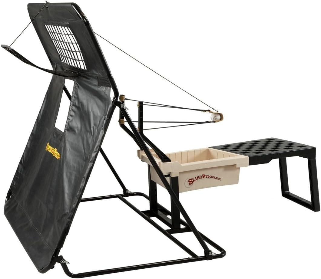 Sling Pitcher Pitching Machine and Sling Guard Protective Screen Combo