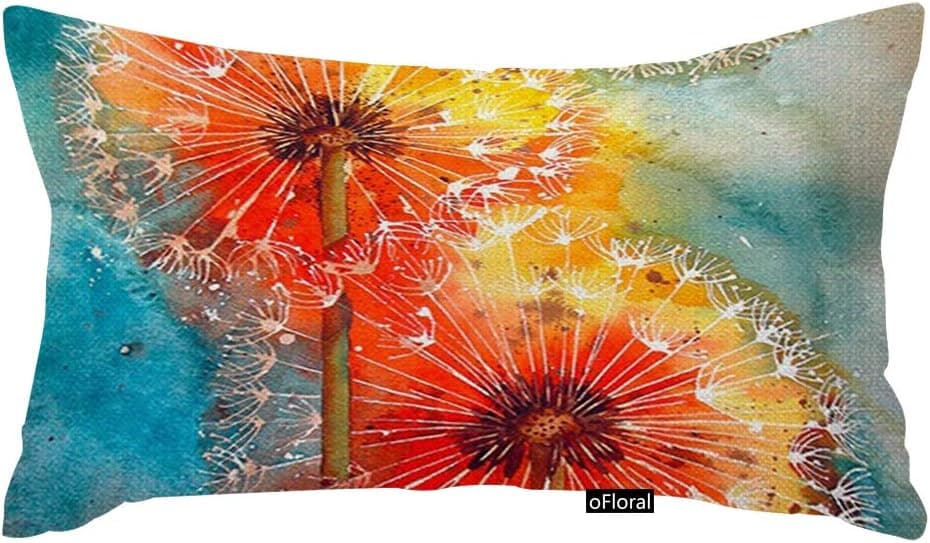oFloral Throw Pillow Case Cushion Cover, Home Decor Cushion Cover Beautiful Dandelion Cotton Linen Throw Pillowcase Pillow Covers 12" x 20" Sofa Lumbar