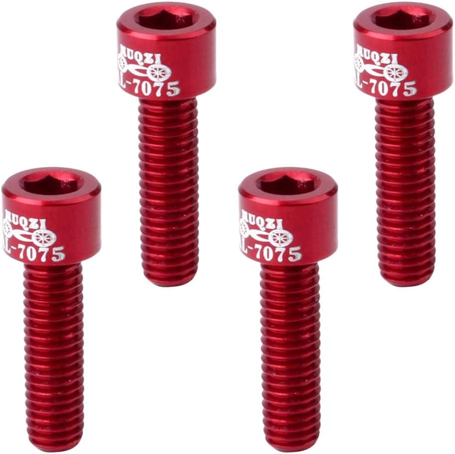 Prettyia 4pcs Mountain MTB Bike Head M5x17mm Bolts Screw Ti Screws Replacement Blue - Red
