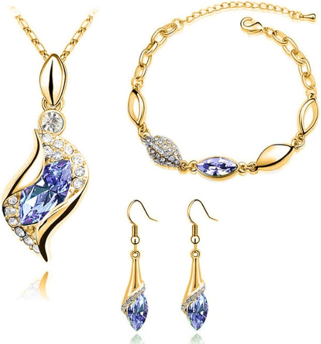 MAFMO Women Colorful Gold Jewelry Set Fashion Crystal Necklace Bracelet Earrings