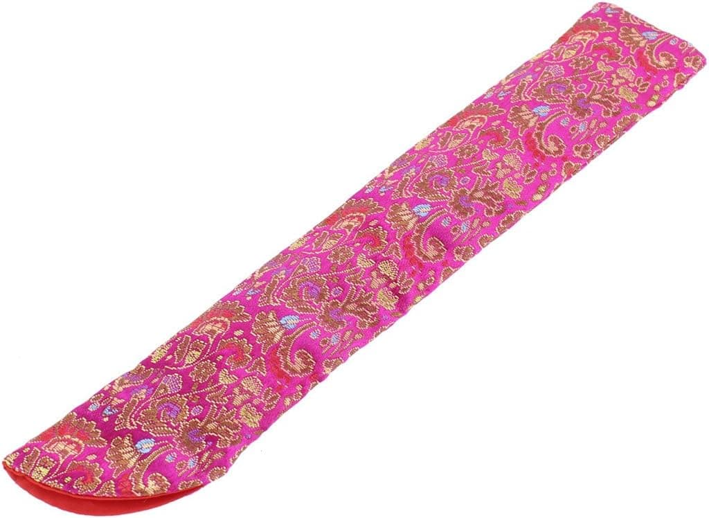 uxcell Silk Blend Folding Flowers Pattern Hand Fan Pouch Cover Case Fuchsia