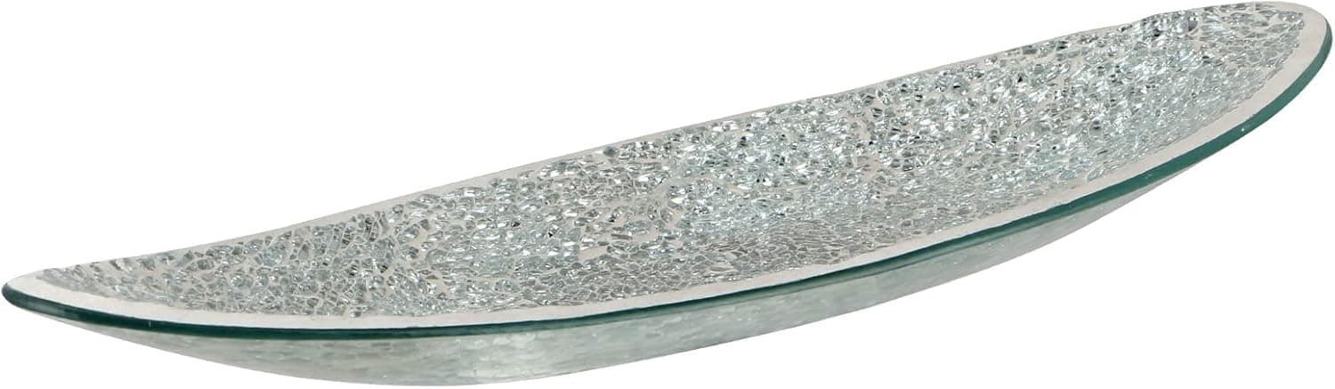 MDLUU Mosaic Centerpiece Tray, Decorative Glass Plate, Home Decor Glass Bowl for Orbs, Candles, Potpourri (Silver)
