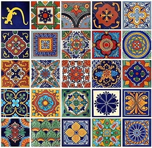 Color y Tradicion 25 Mexican Tiles 4x4 Handpainted Hundred Pieces Different Designs