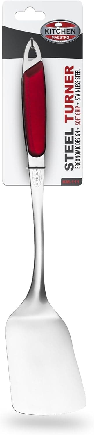Kitchen Maestro Stainless Steel Rubber Coated Grip Turner