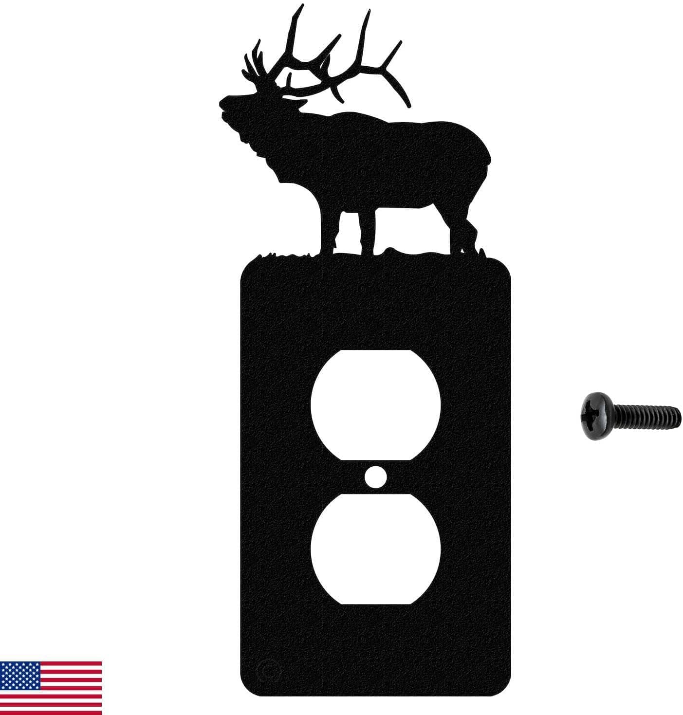 Solitary Elk Single Duplex Wall Plate (Single Power, Black)