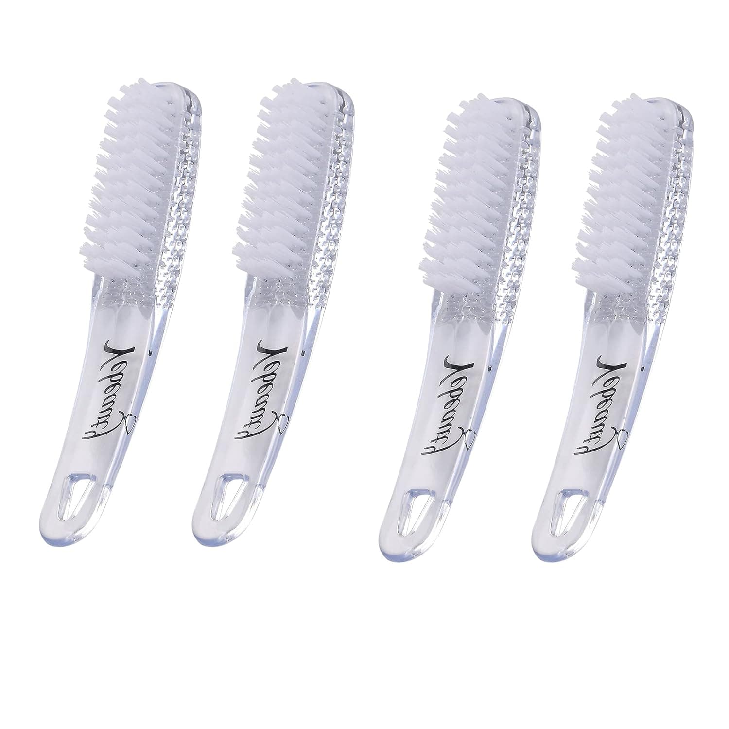 Yebeauty Clear Nail Brush for Cleaning Fingernails, 4 Pack Hand Scrub Cleaning Nail Brushes with Case Plastic Hand Finger Toes Scrubbing Brush, Pedicure Nail Scrubber