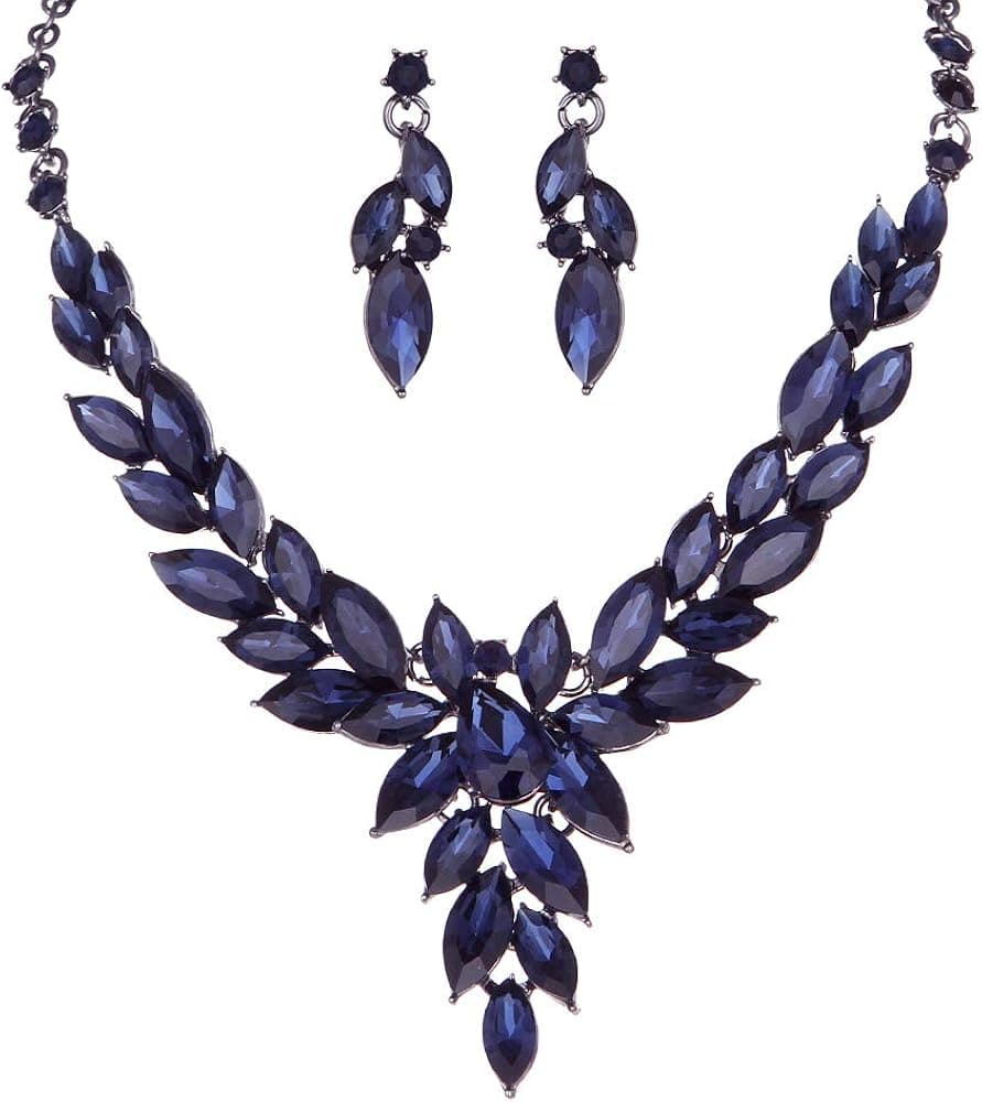 Molie Crystal Necklace Earrings Jewelry Sets for Bridal Bridesmaids Wedding Party
