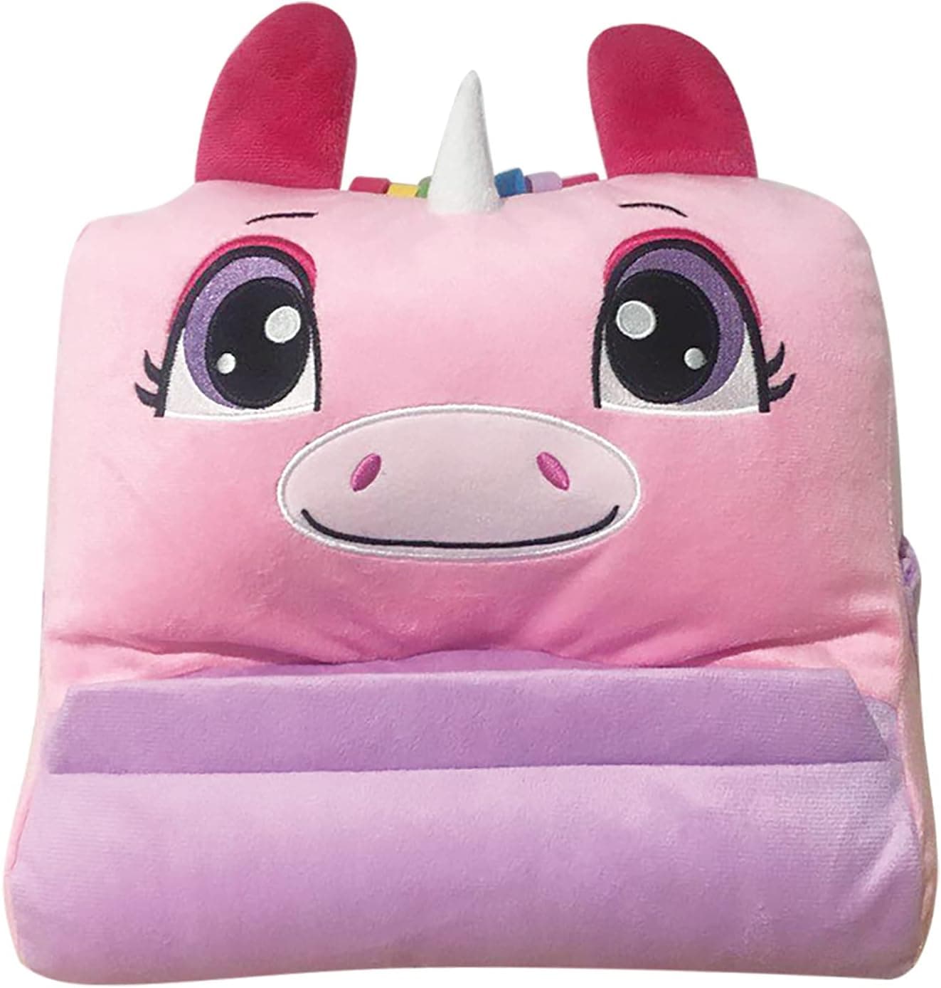 MyPadimals Plush Play Pillow - with Built in Shelf for Devices or Books - Large Storage Pockets - Snuggly & Soft - UNA The Unicorn