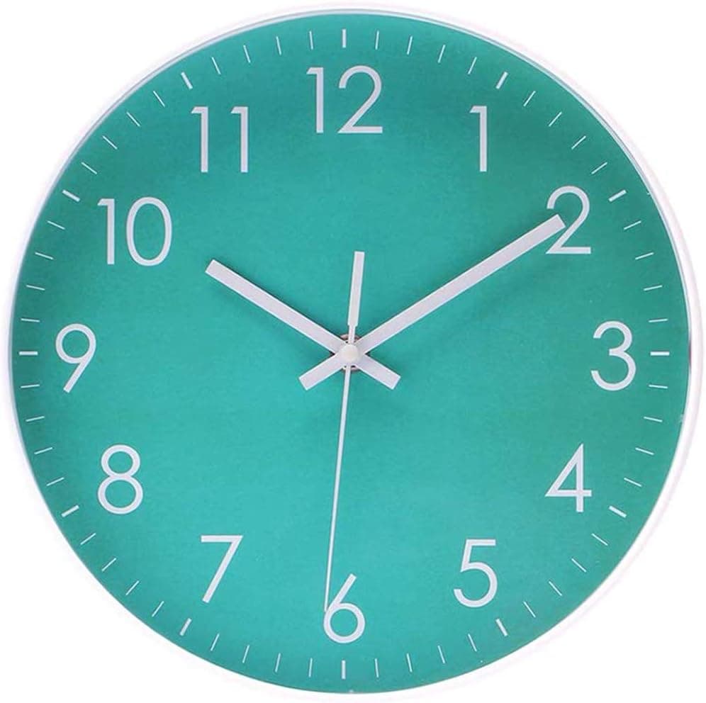OYEALEX Silent Wall Clock, 10-Inch Silent Non Ticking Quartz Battery Operated Round Easy to Read School Classroom/Home/Office Clock (Green)