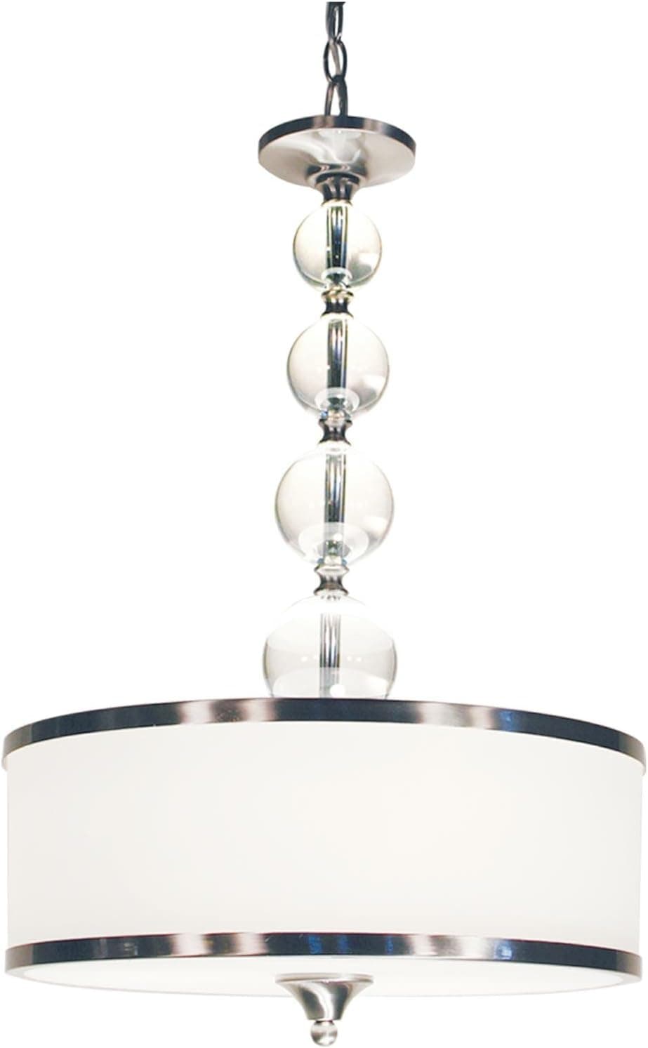 Z-Lite 308P-BN Cosmopolitan Three Light Pendant, Metal Frame, Brushed Nickel Finish and White Shade of Glass Material