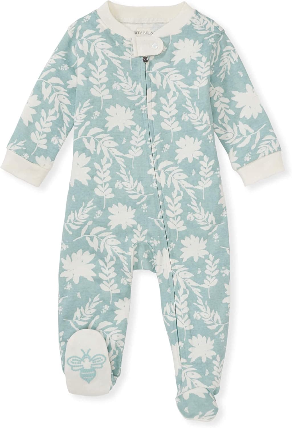 Burt's Bees Baby Baby Girls' Sleep and Play PJs, 100% Organic Cotton One-Piece Pajamas Zip Front Loose Fit Romper Jumpsuit, Succulent Skeleton, 6 Months