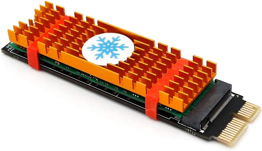 NGFF(M.2) nvme M Key SSD to PCI- E 1X Adapter Heatsink(Vertical Installation) (Local Gold)
