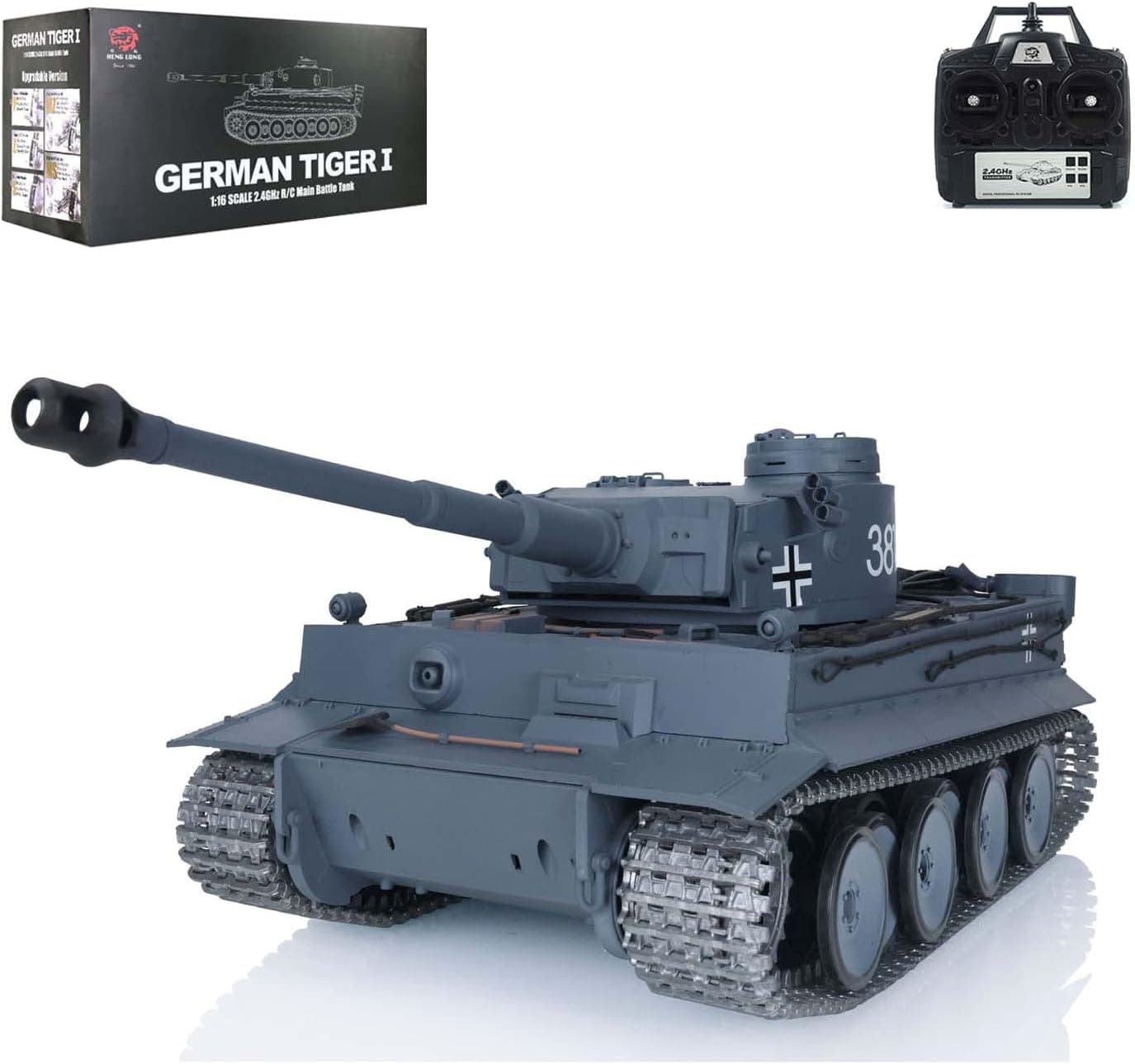 Upgraded Henglong 1/16 German Tiger I Rc Tank 3818 Upgraded Metal Tracks Driving Wheels