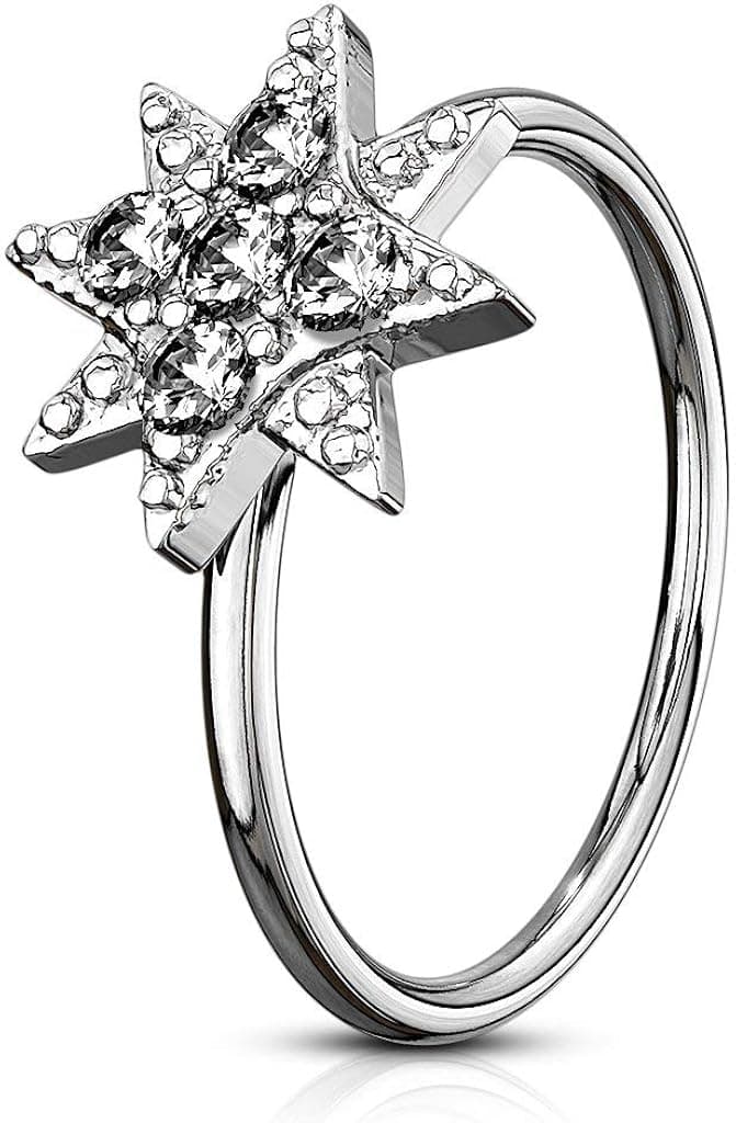 Forbidden Body Jewelry 20g 8mm Supernova Star Surgical Steel Bendable Nose and Cartilage Hoop