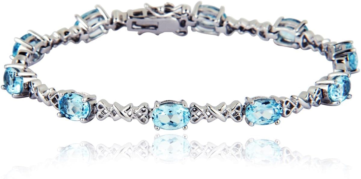Sterling Silver Blue Topaz Bracelet, 7.25"