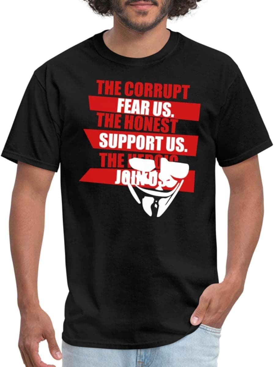 Spreadshirt Anonymous Mask Slogan Men's T-Shirt, L, Black