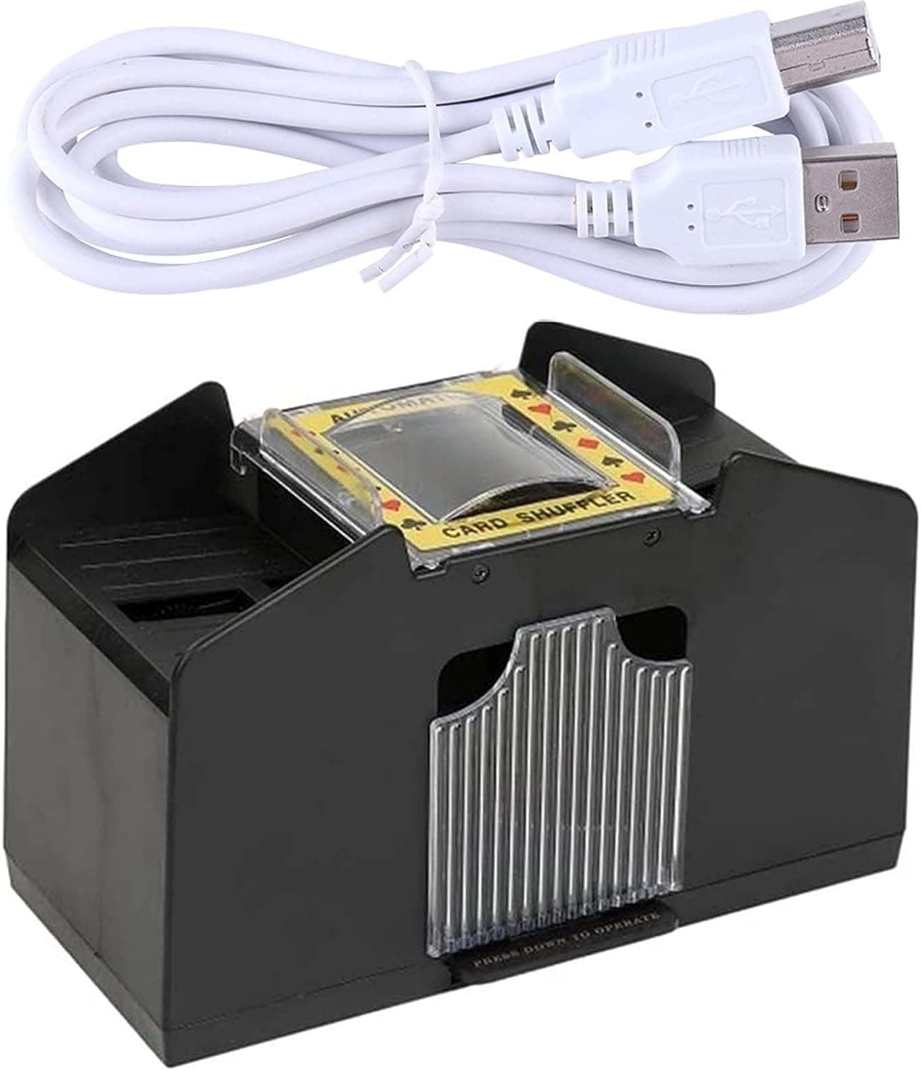 HJGK Automatic Shuffler 6 Sets of Cards, Portable USB/Battery Powered Electric Shuffler, Household Card Games, Poker, Rummy, Blackjack, Electric Shuffler,4 Sets