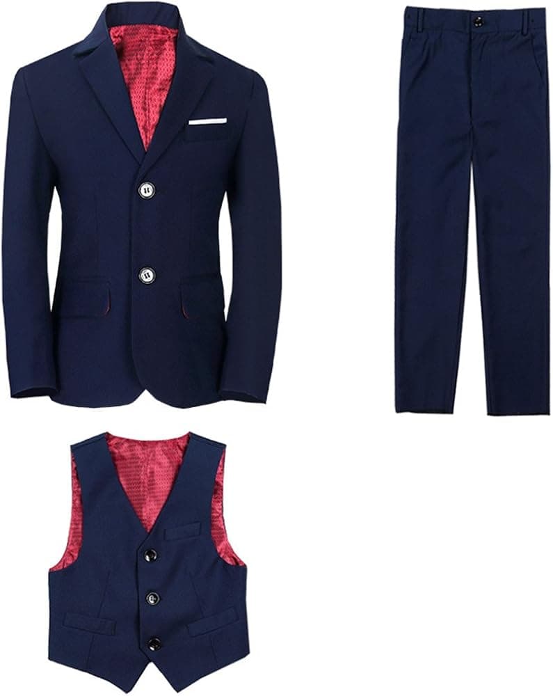 Yanlu Boy's Tuxedos Toddler Formal Suits Set Kids Blue Black Slim Fit Suit for Weddings