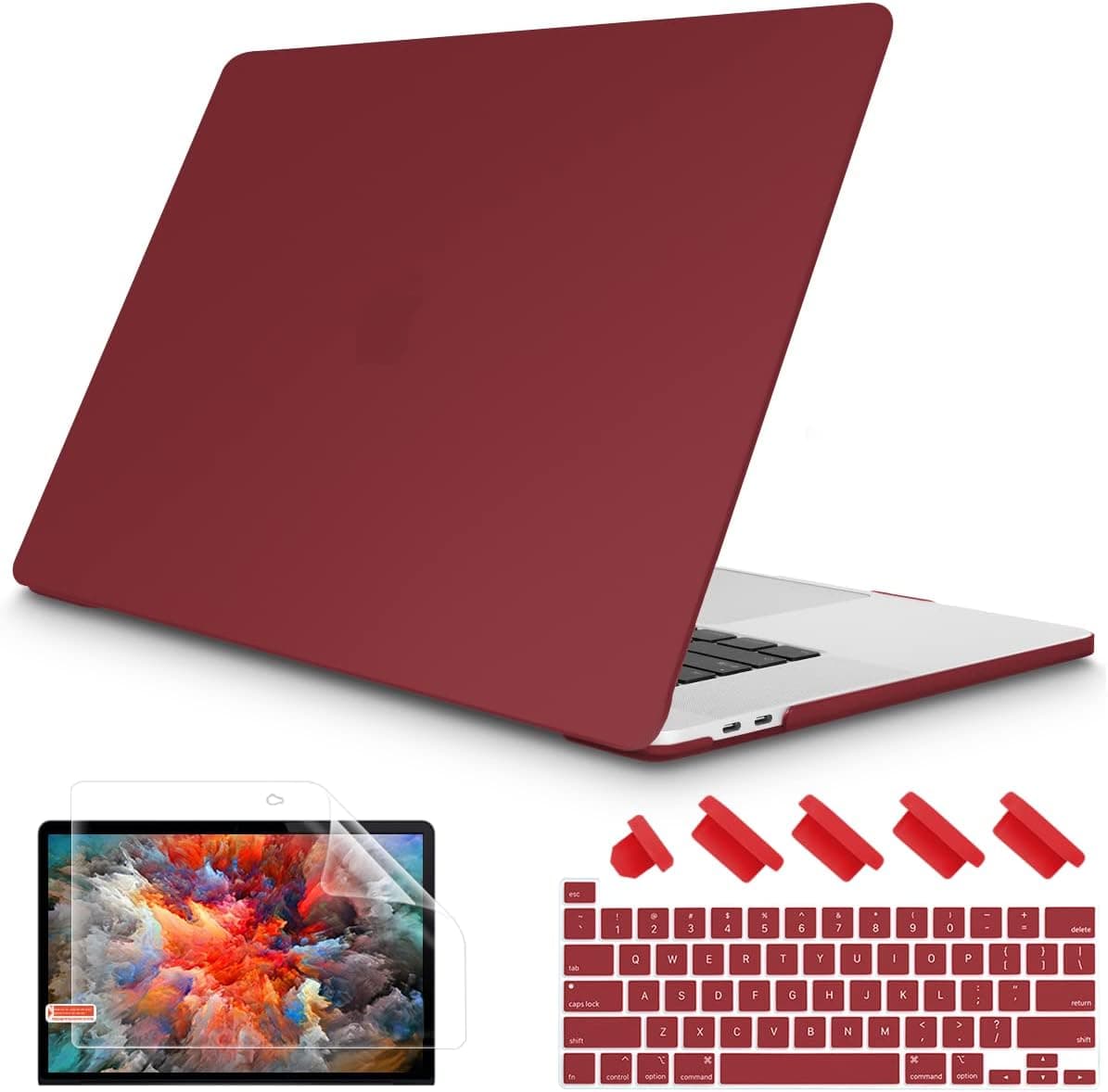 May Chen for MacBook Pro 16 Inch 2019 Release Model:A2141,Hard Shell Case Cover Screen Protector & Keyboard Cover for MacBook Pro 16 Retina with Touch ID & Touch Bar - Wine red