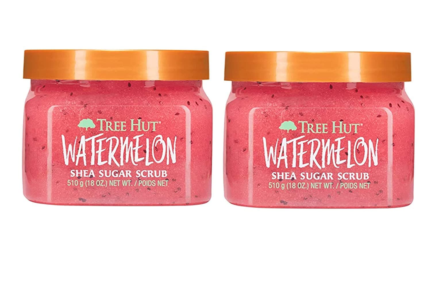 Tree Hut Watermelon Sugar Scrub, 2 pack - 18 oz jars, for hydrated, youthful-looking skin