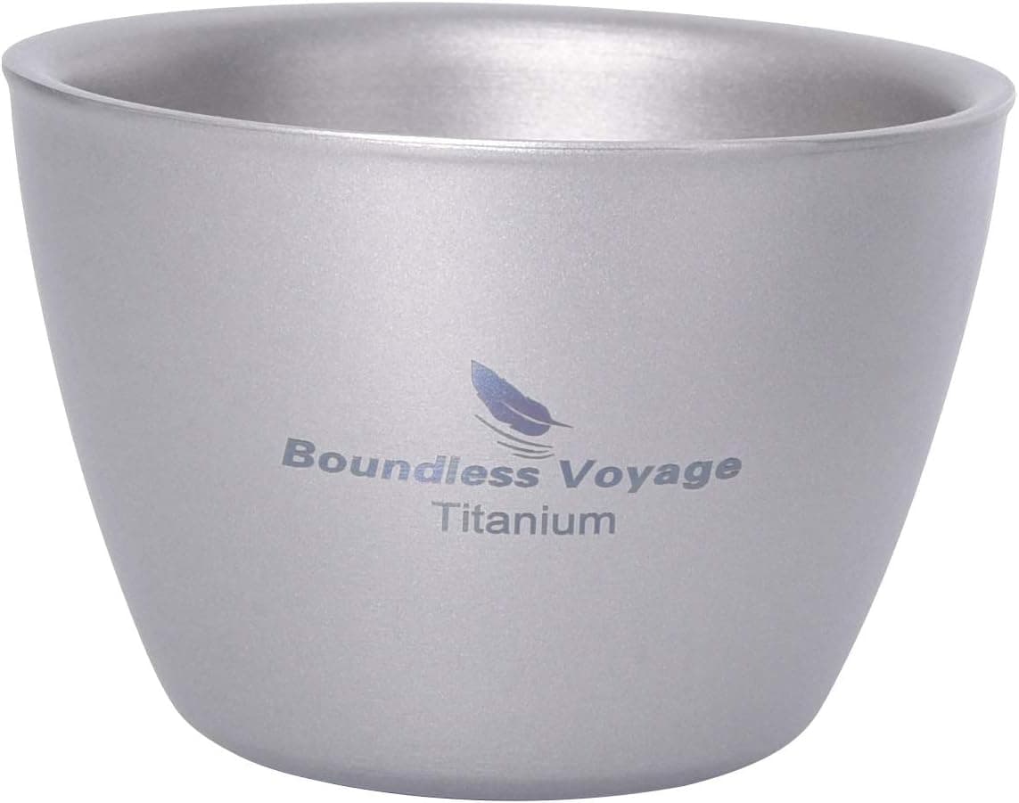 iBasingo 40ML Titanium Wine Tea Sake Cup Double-Wall Mug Outdoor Camping Hiking Picnic Whiskey Flask Flagon Drink(1 Piece Ti3089D)