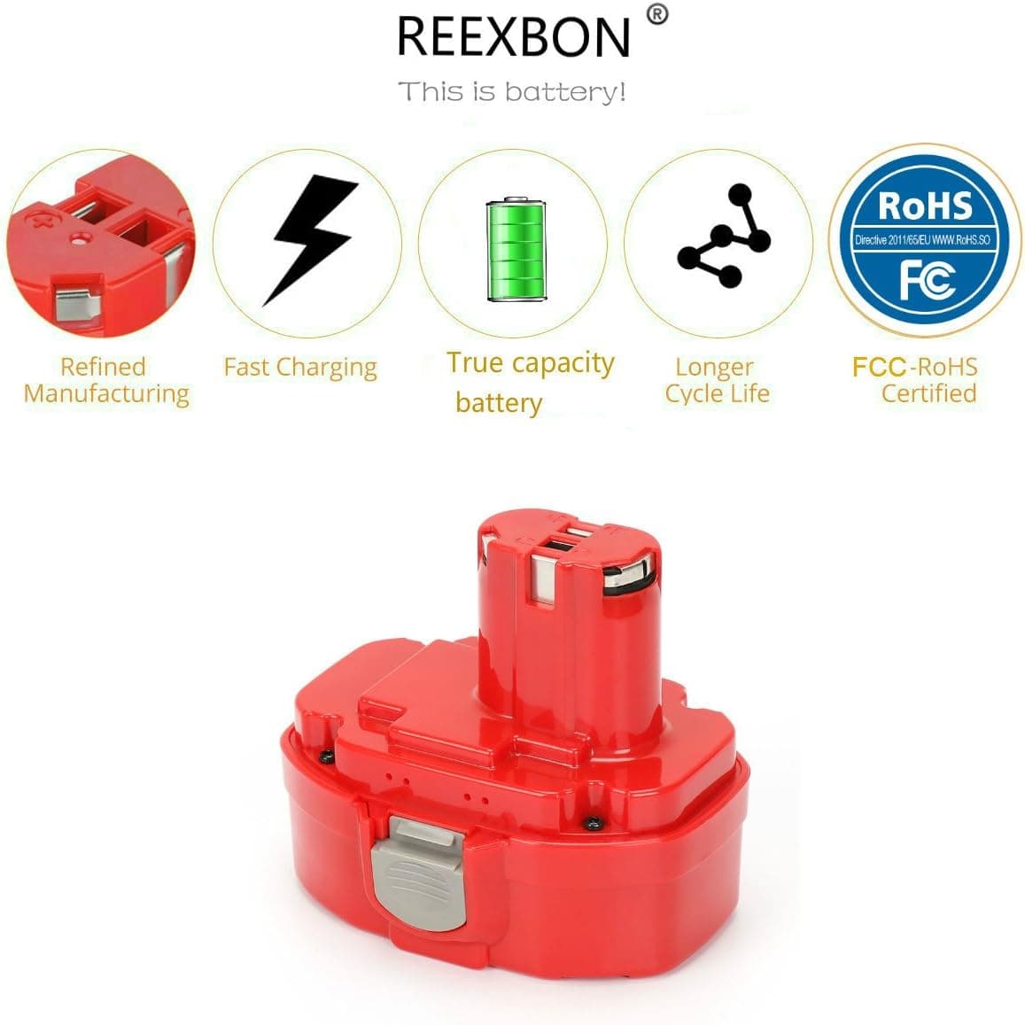 REEXBON 18V 2.0Ah Replacement Battery for Makita 1823 1833 1834 1835 1835F 192828-1 192829-9 193061-8 193102-0 193140-2 193159-1 193783-0