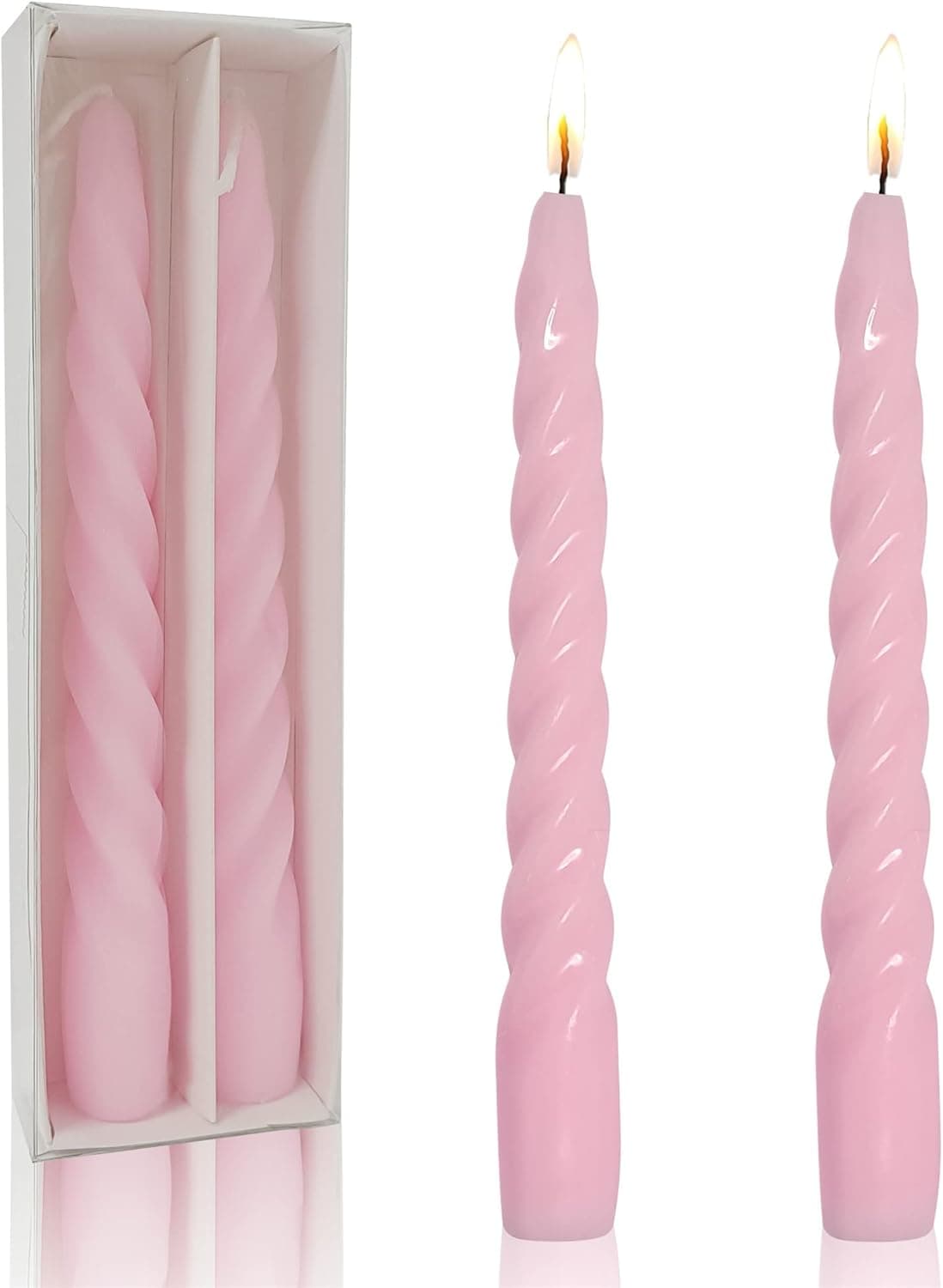 Handmade Candle Sticks Taper Candles - Gedengni Twist Candlesticks for Table Decor Housewarming Gift Idea-2pcs, 7.3 Inch(Pink)