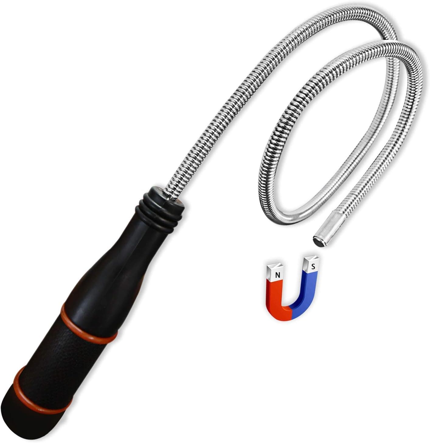 Magnetic Pickup Tool - 24” Bend-It Flexible Magnet Pick-Up Sweeper Bendable Retriever Stick for Hard-to-Reach Home Sink Drains, Car Keys, USB's, Bolts, Nuts, Screws