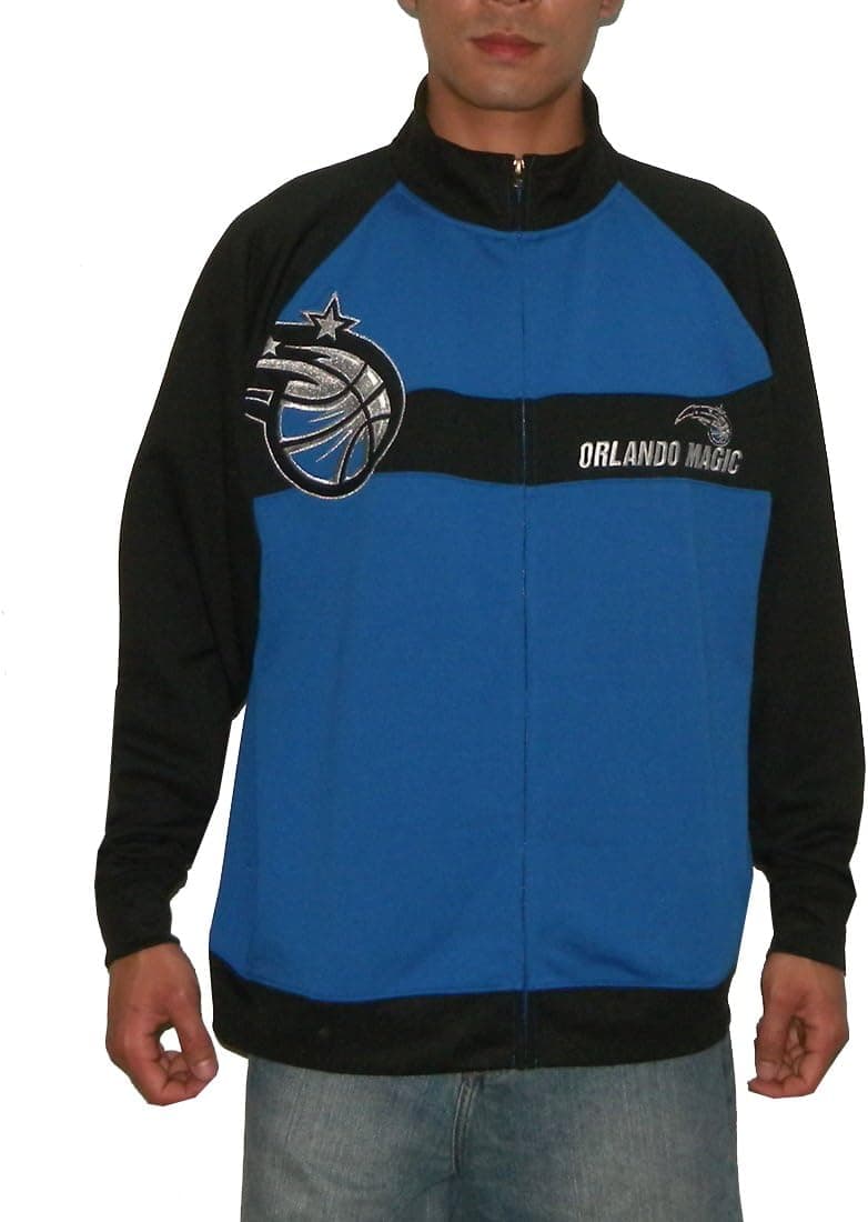 NBA Orlando Magic Mens Zip-Up Sweatshirt Jacket with Embroidered Logo Large Blue & Black