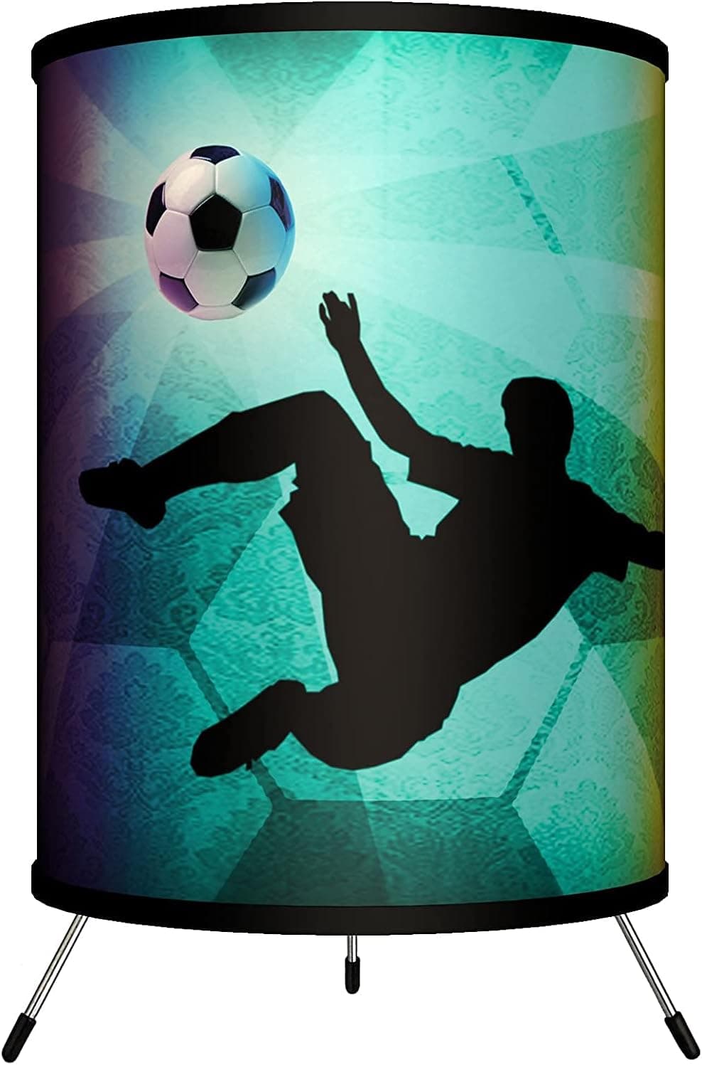 Lamp-In-A-Box Soccer Kick Tripod Table Lamp for Boys Bedroom, Desk, Decor Sports Gift