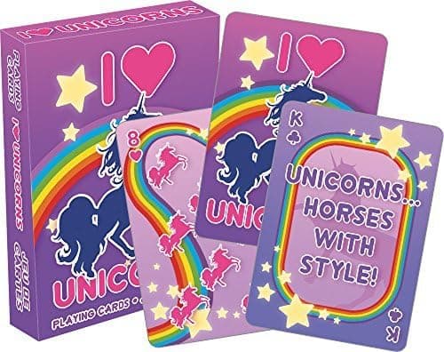 AQUARIUS I Heart Unicorns Playing Cards - Cute Unicorns Themed Deck of Cards for Your Favorite Card Games - Unicorns Merchandise & Collectibles - Poker Size with Linen Finish