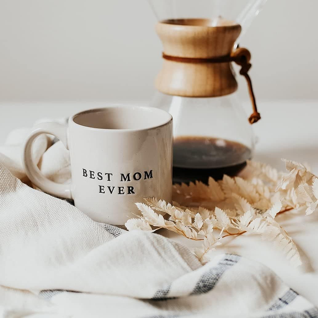 Sweet Water Decor Stoneware Coffee Mugs | Mom Mug | Novelty Coffee Mugs | Microwave & Dishwasher Safe | 14oz Coffee Cup | Mother's Day Gift (Best Mom Ever)