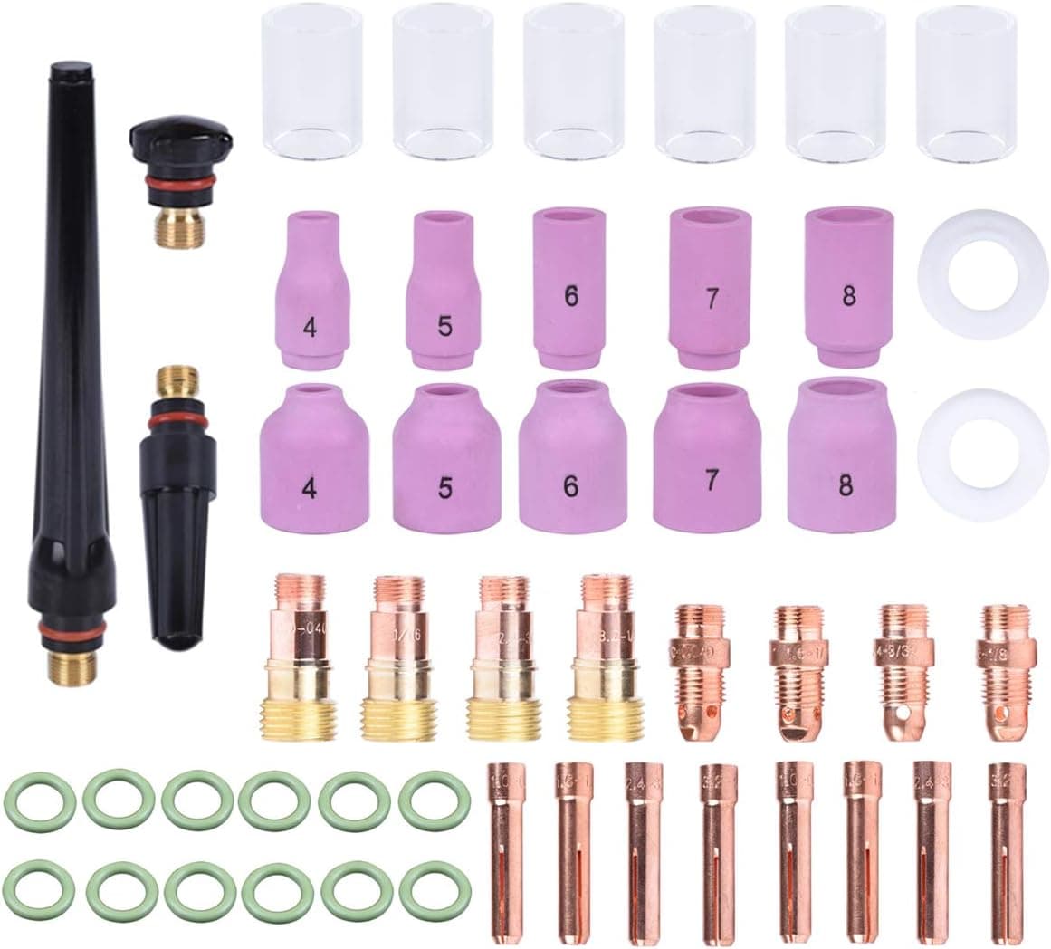 49Pcs TIG Welding Torch Stubby Gas Lens TIG 10# Pyrex Glass Cup For WP17 18 26