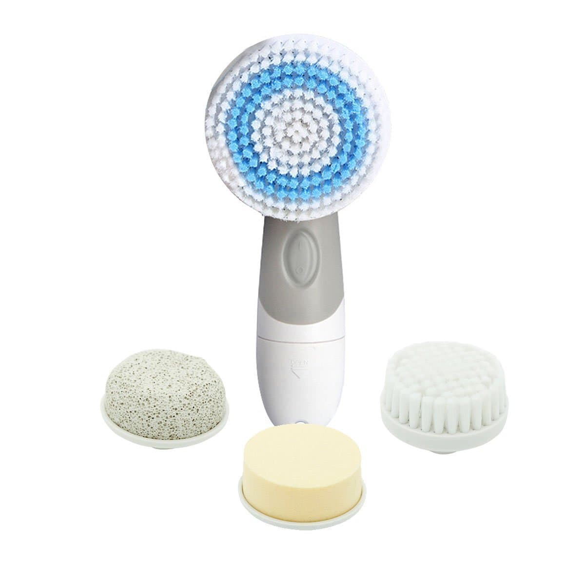 Facial Brush, GD 2 Variable Speeds 4 in 1 Facial Cleansing Brushes Kit Skin Care Cleansing System for Women & Men - Deeply Cleaning Skin - Natural Anti-aging - Microdermabrasion Cleanser Tool Set - Exfoliating Dead Skin Cells - Stimulate Collagen - Beauty Care Massager Facial Massager Cleaner (Gray)