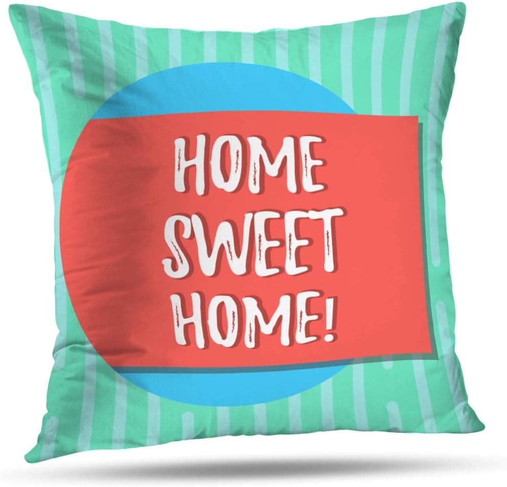 Pakaku Throw Pillows Covers for Bed 16 x 16 Inch,Home Sweet Home Aqua Wood Accent Home Sofa Cushion Cover Pillowcase Gift Decorative Hidden Zipper Cotton and Polyester Summer Beach Sunlight