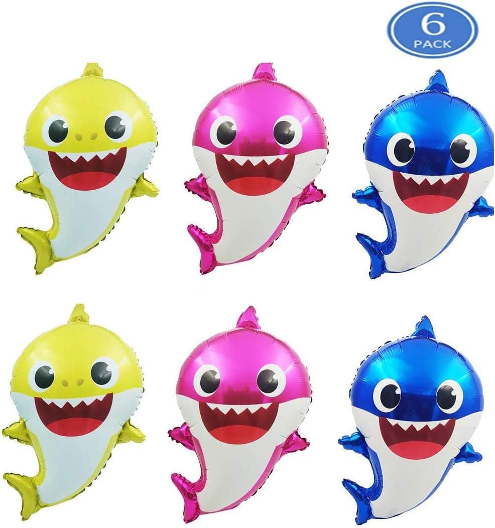 MAIAGO Baby Cute Shark Balloons Shark Birthday Party Supplies Mylar Foil Party Balloons for Baby Shower Birthday Wedding Party Decorations