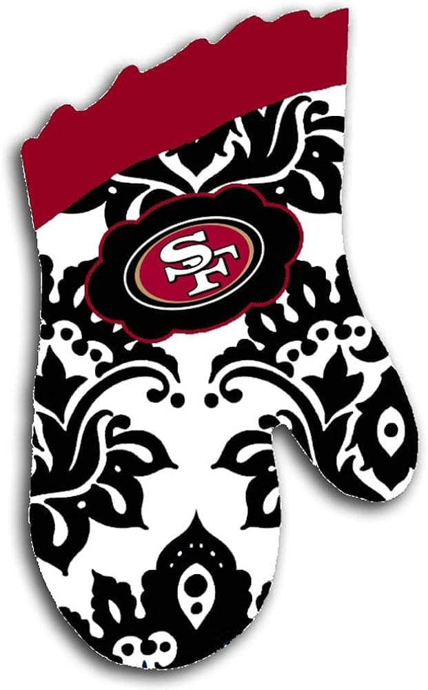 Team Sports America NFL San Francisco 49ers Logo Damask Oven Mitts, Small, Multicolored