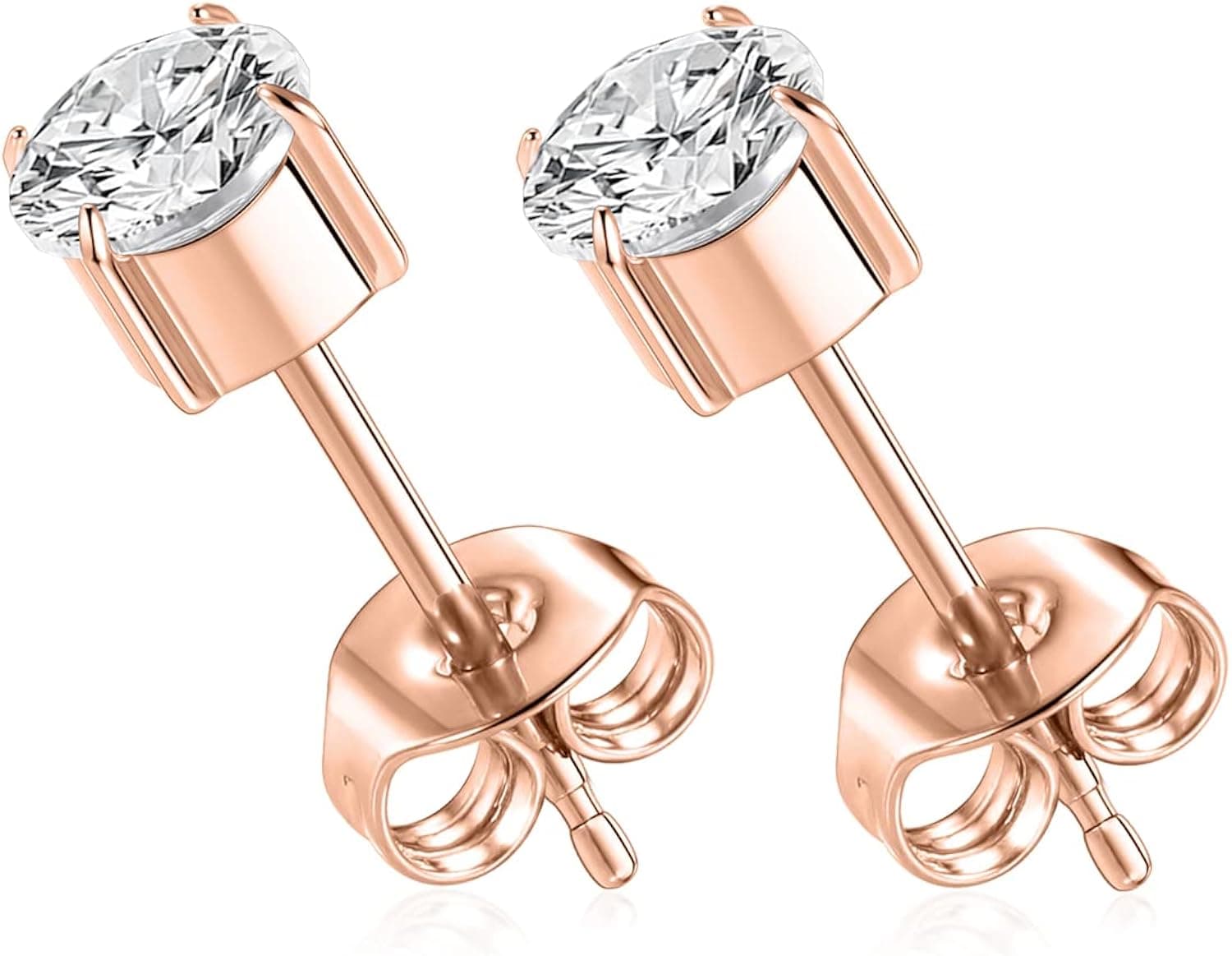 FUNLMO 1 Pair Implant Grade Titanium Stud Earrings Set Hypoallergenic 3-6mm Cubic Zirconia Earrings for Women Girls for Men for Sensitive Ear