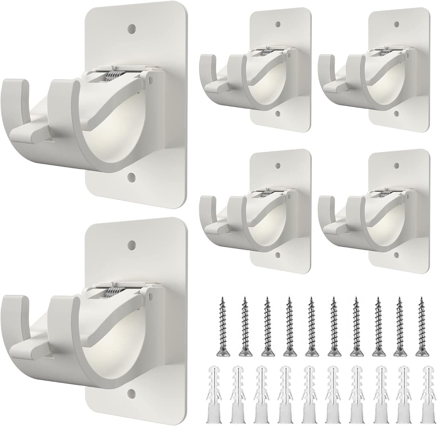 6PCS Upgraded Curtain Rods No Drilling,No Drill Curtain Rod Brackets Self Adhesive Curtain Rod Holders Nail Free Adjustable Curtain Rod Hooks Curtain Hangers for Bathroom Kitchen Bathroom Hotel
