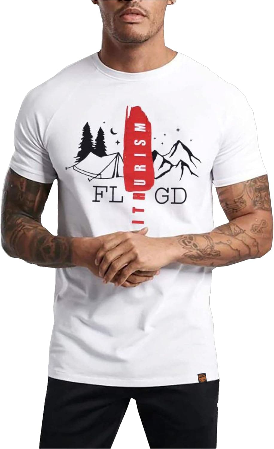 FLGD Men's T-Shirt Short Sleeve Crew Neck | 100% Organic Cotton Slim Fit Shirts | Perfect for Your Next Outdoor Adventure