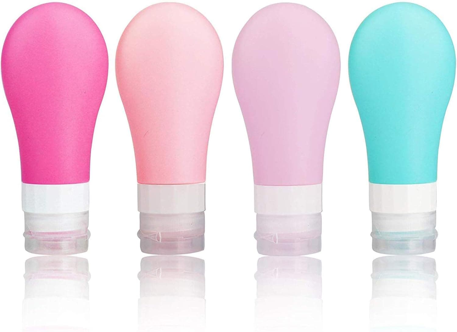 AMMAX Portable Travel Bottles Set, Leak Proof Squeezable Silicon Tubes Travel Size Toiletries Containers, TSA Carry On Approved Refillable Travel Accessories for Shampoo Liquids 4 Pack (3 fl. oz)